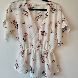 White Blouse with Floral Pattern